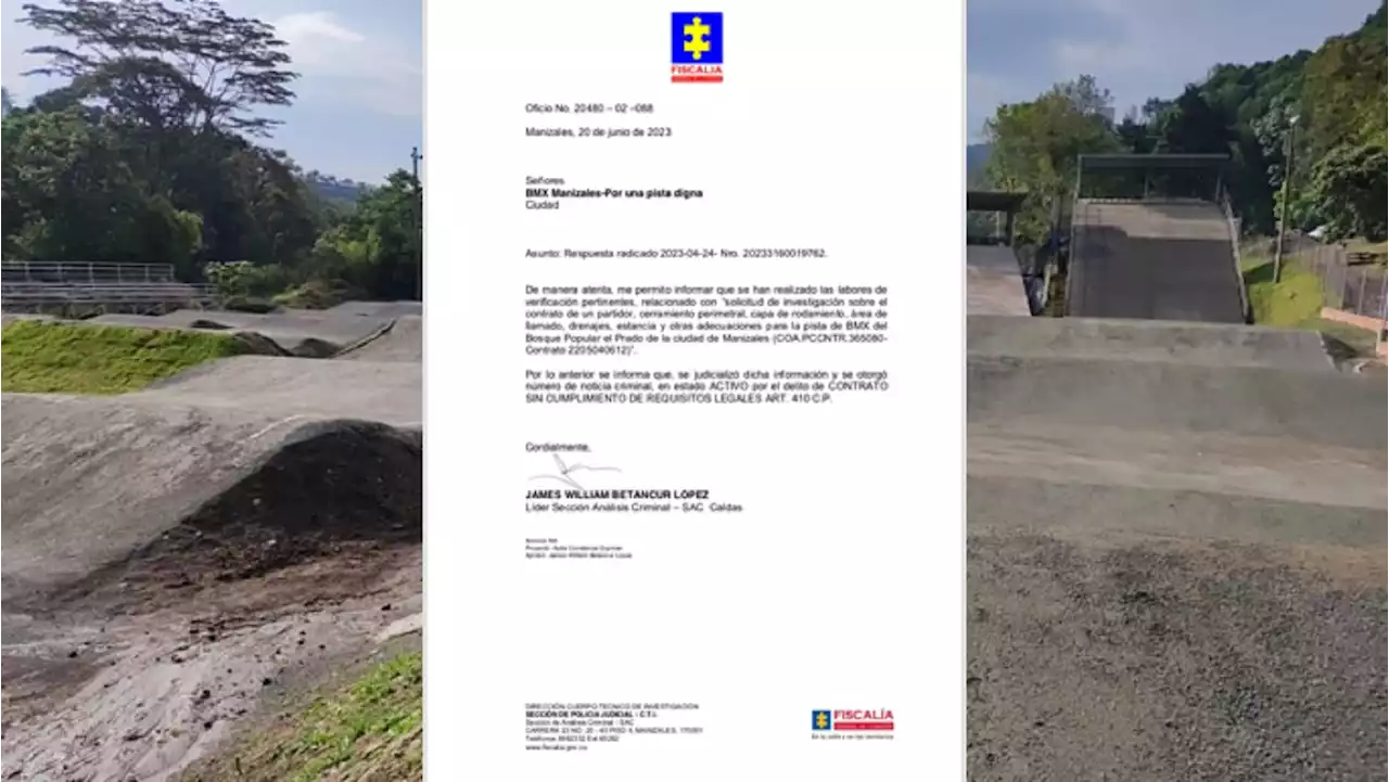 Fiscalía investigará posibles irregularidades en obras de la pista de BMX en Manizales