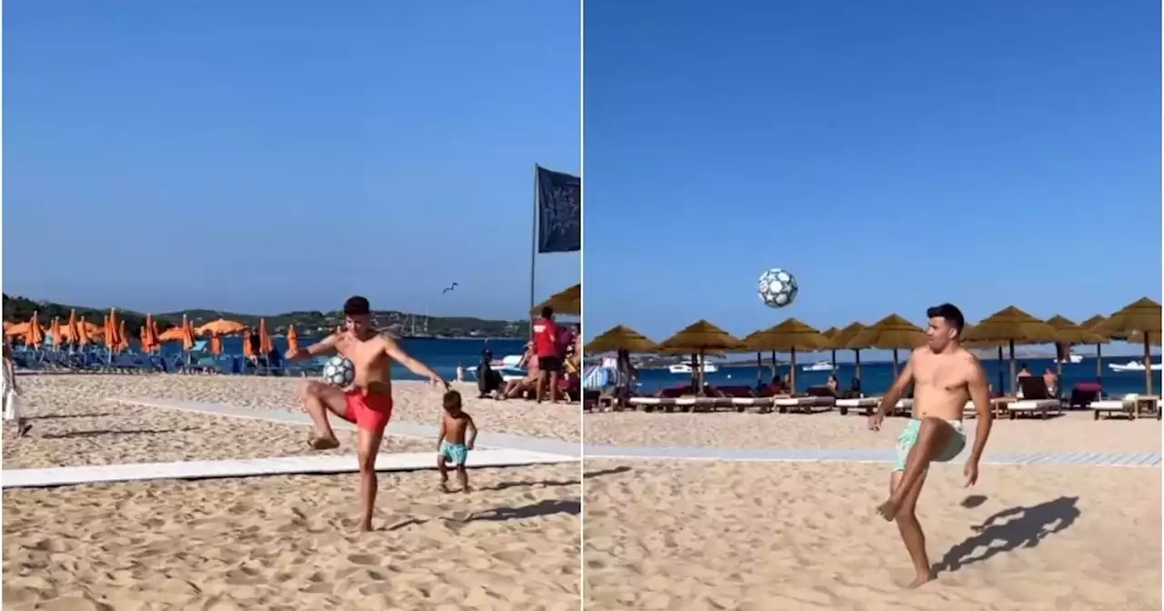 Video: Lamela, Acuña y Julián, a puro fútbol en una playa de Italia