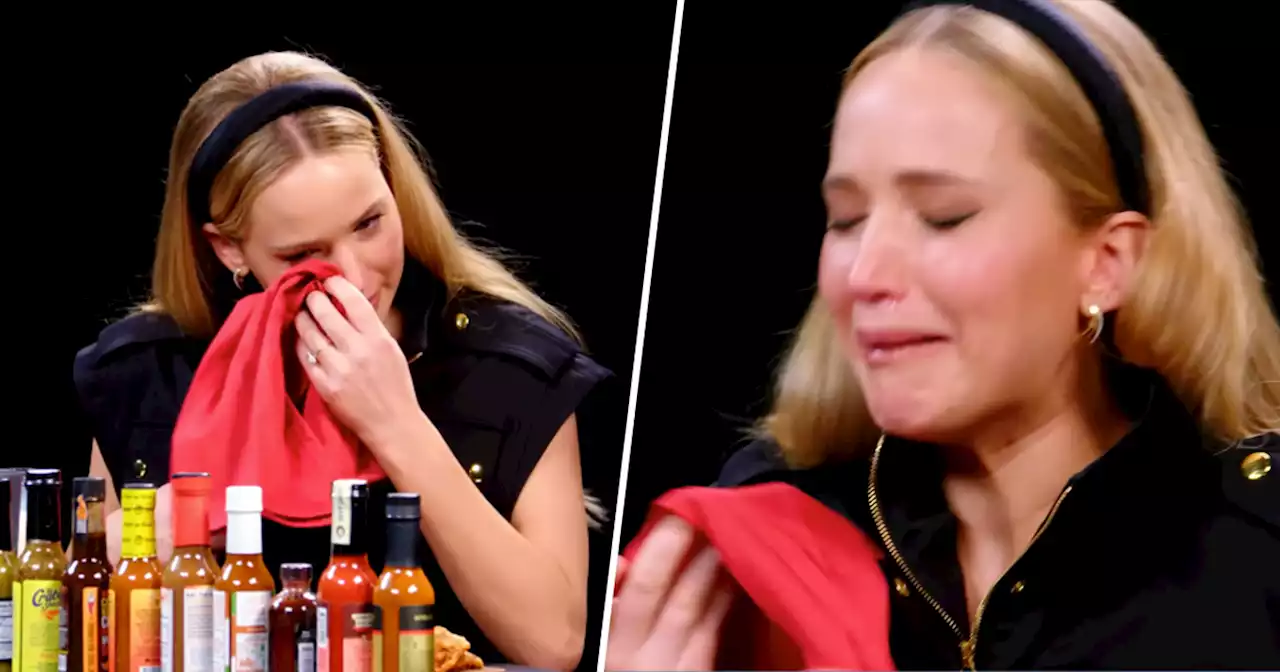 Jennifer Lawrence sobs her way through the ‘Hot Ones’ spicy wings challenge