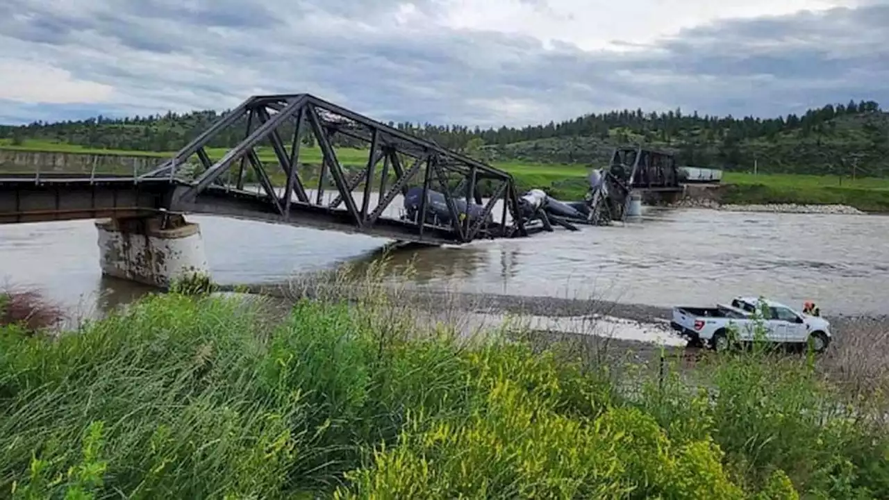 Train derails into Yellowstone River after bridge collapse