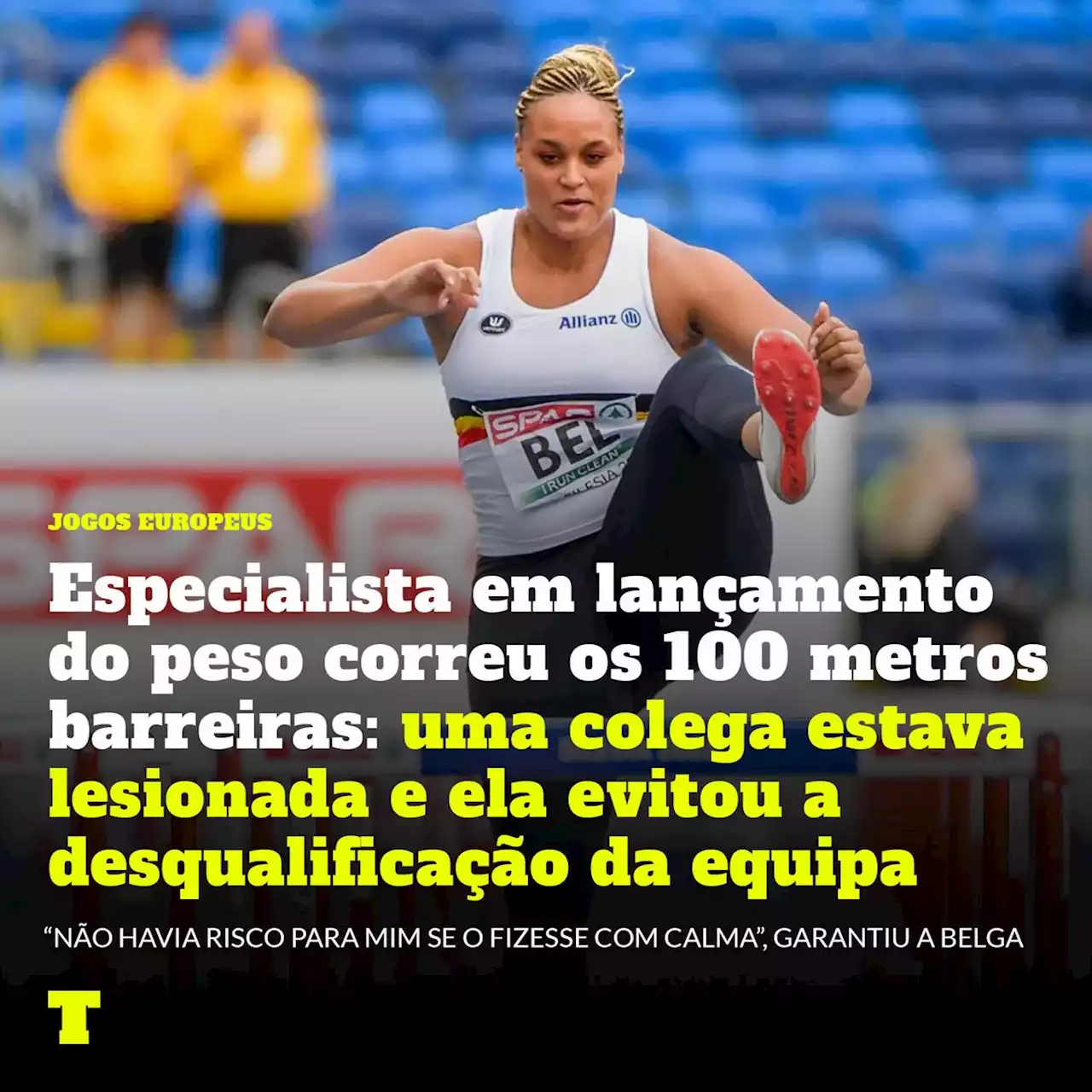 Especialista em lançamento do peso correu os 100 metros barreiras: a inusitada história de Jolien Boumkwo nos Jogos Europeus