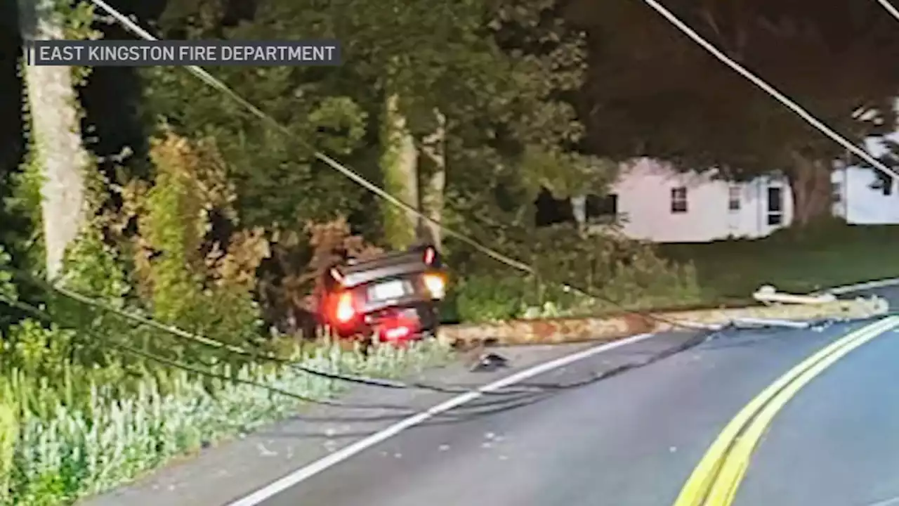 Car crashes into utility pole in East Kingston, one week after crash in same spot