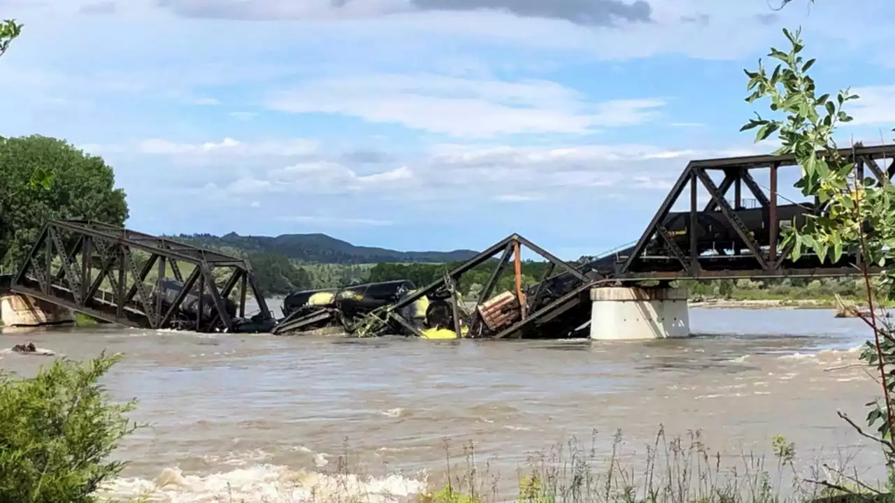 A bridge over Yellowstone River collapses, sending a train into the water