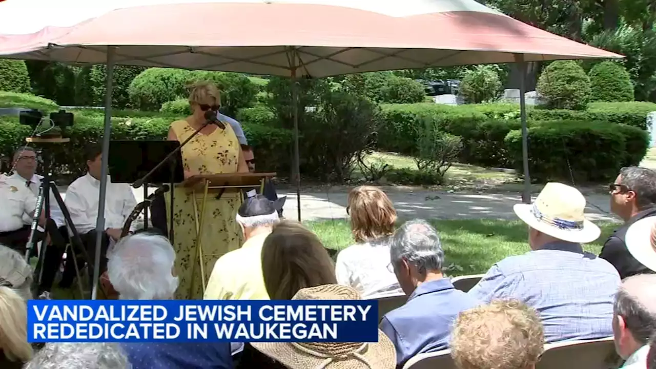 Rededication held after headstones vandalized with swastikas at Jewish cemetery in Waukegan