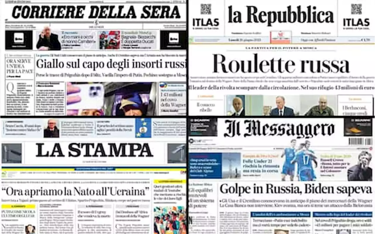 Le prime pagine dei quotidiani di oggi 26 giugno: la rassegna stampa