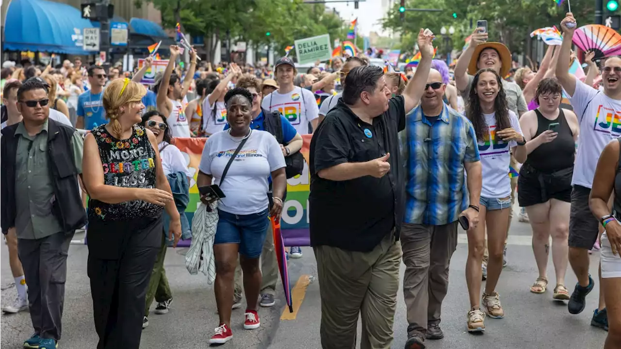 J.B. Pritzker Downs Jell-O Shot Tossed by Onlooker at Chicago Pride Parade