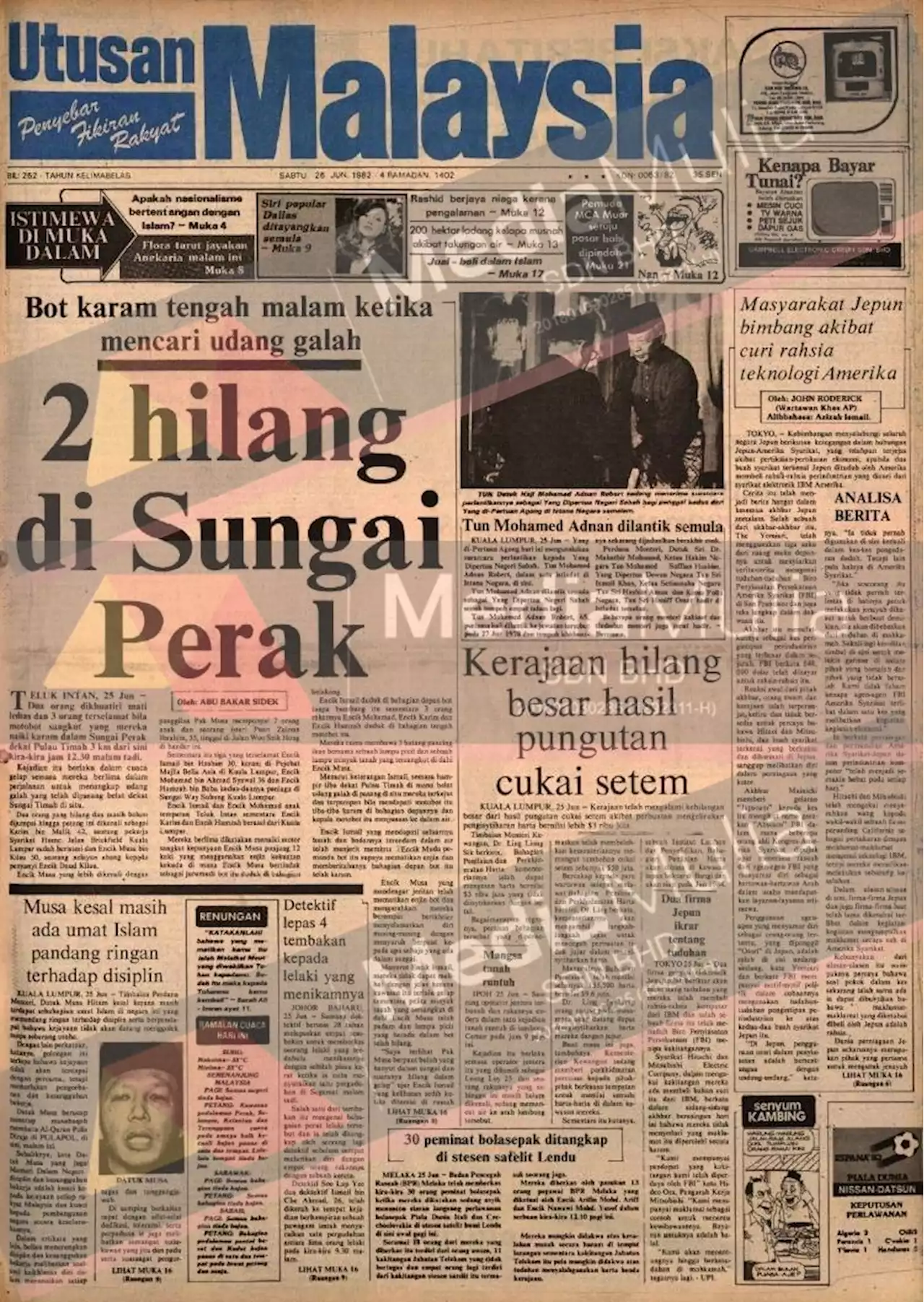 Bot karam di Sungai Perak, 2 dilapor hilang