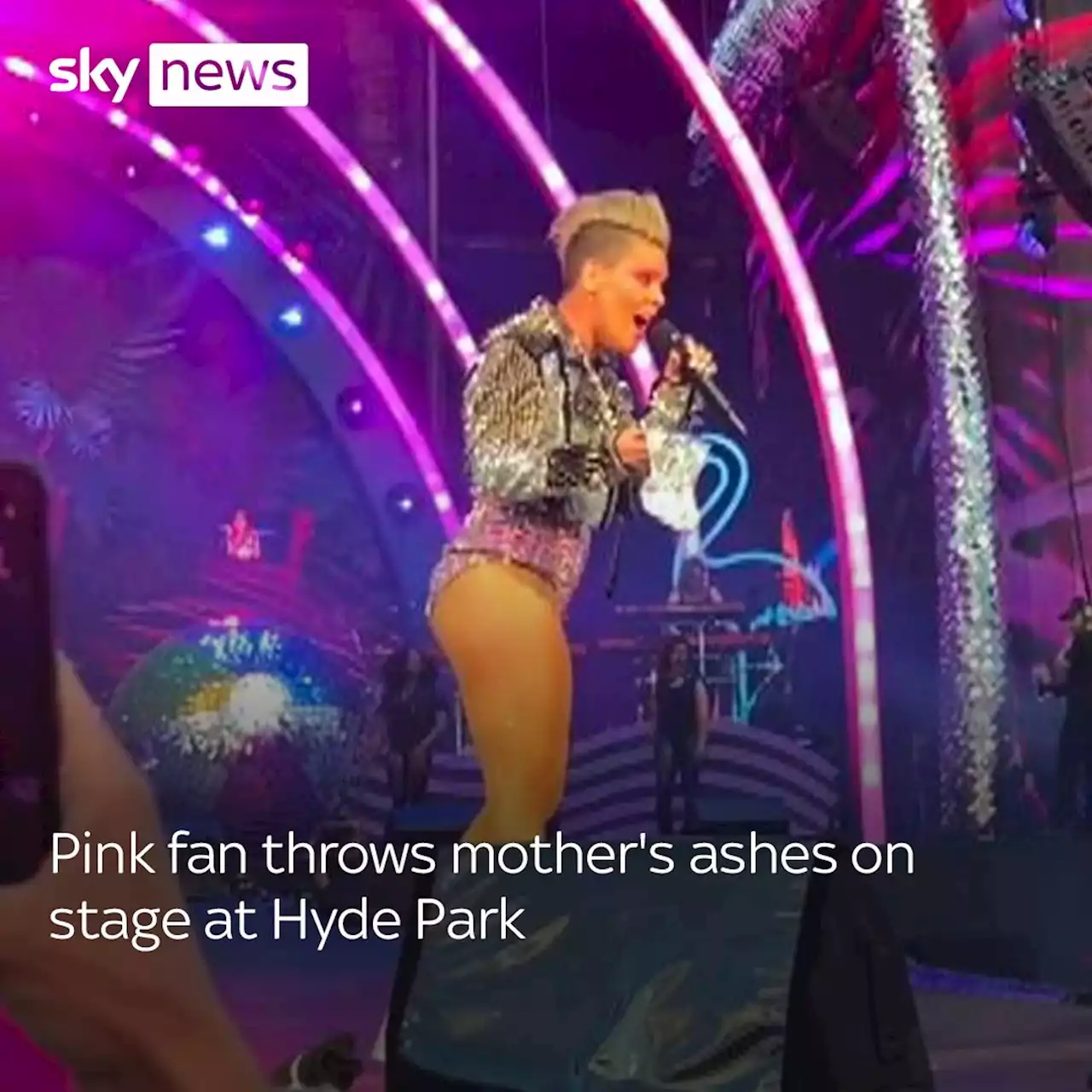 Pink stunned after fan throws mother's ashes on stage