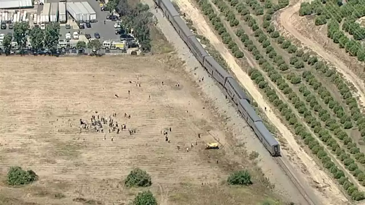 Amtrak train partially derails after crashing into unoccupied water truck in Southern California