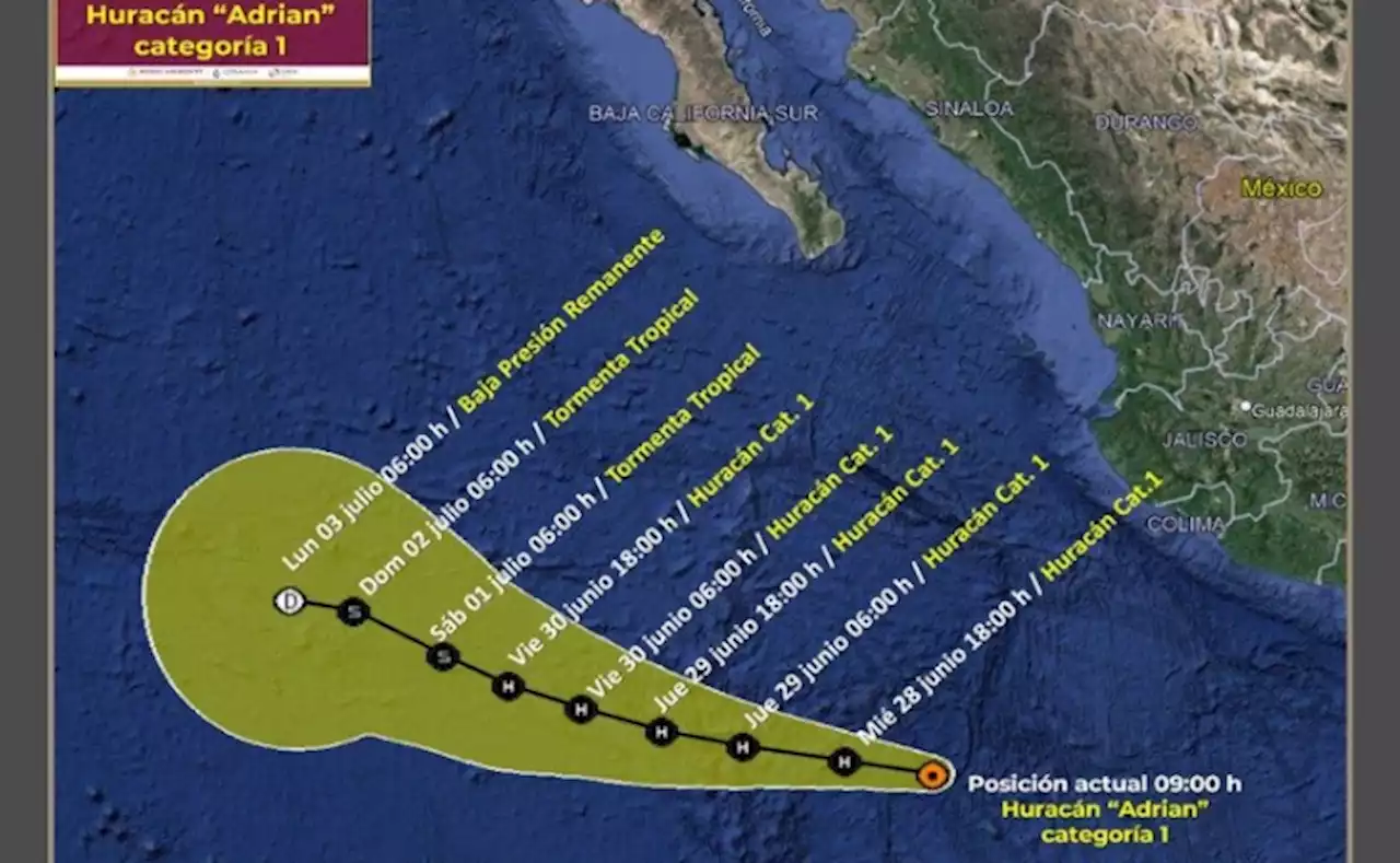 Tormenta 'Adrián' se convierte en huracán frente a costas de México