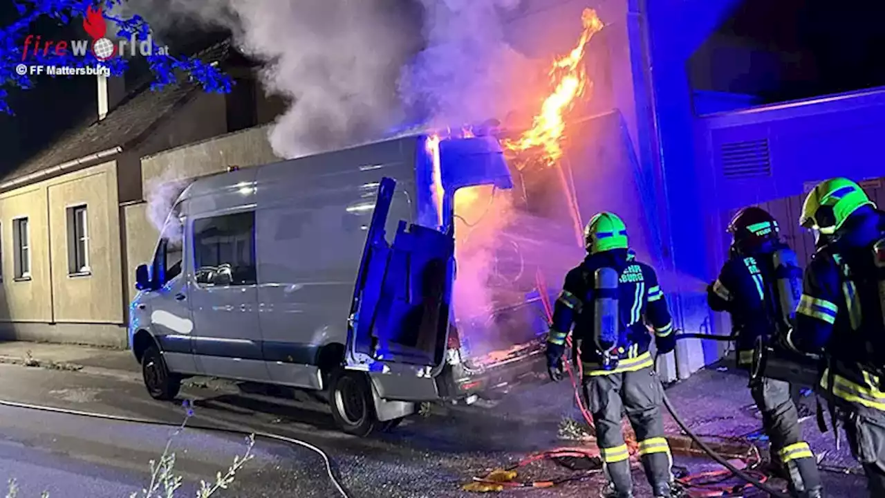 Bgld: Brand eines Transporters im Stadtgebiet von Mattersburg