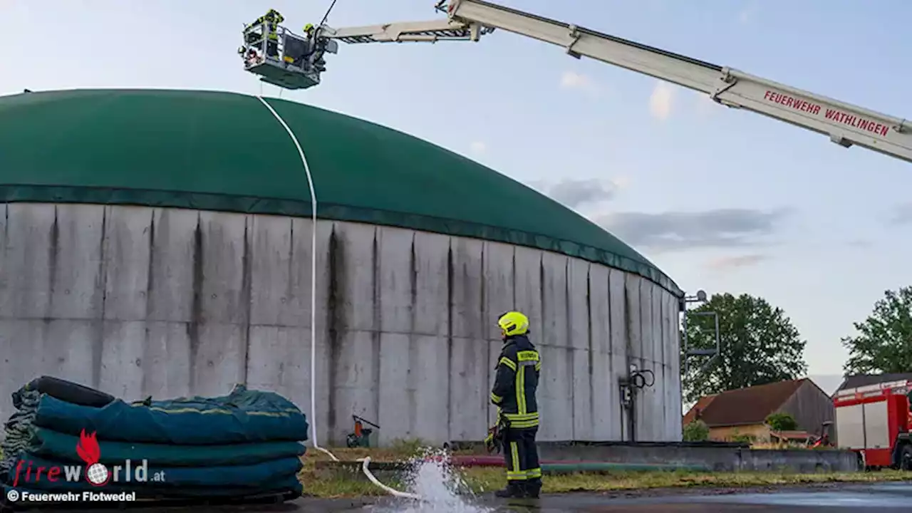 D: Starkregen sorgt für Einsatz an der Wetterschutzhülle der Biogasanlage in Langlingen