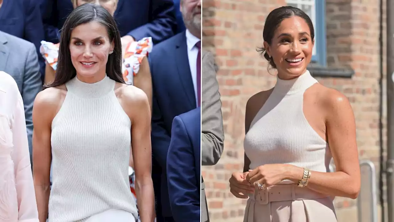 Queen Letizia majorly channels Meghan Markle with chic halter-neck outfit