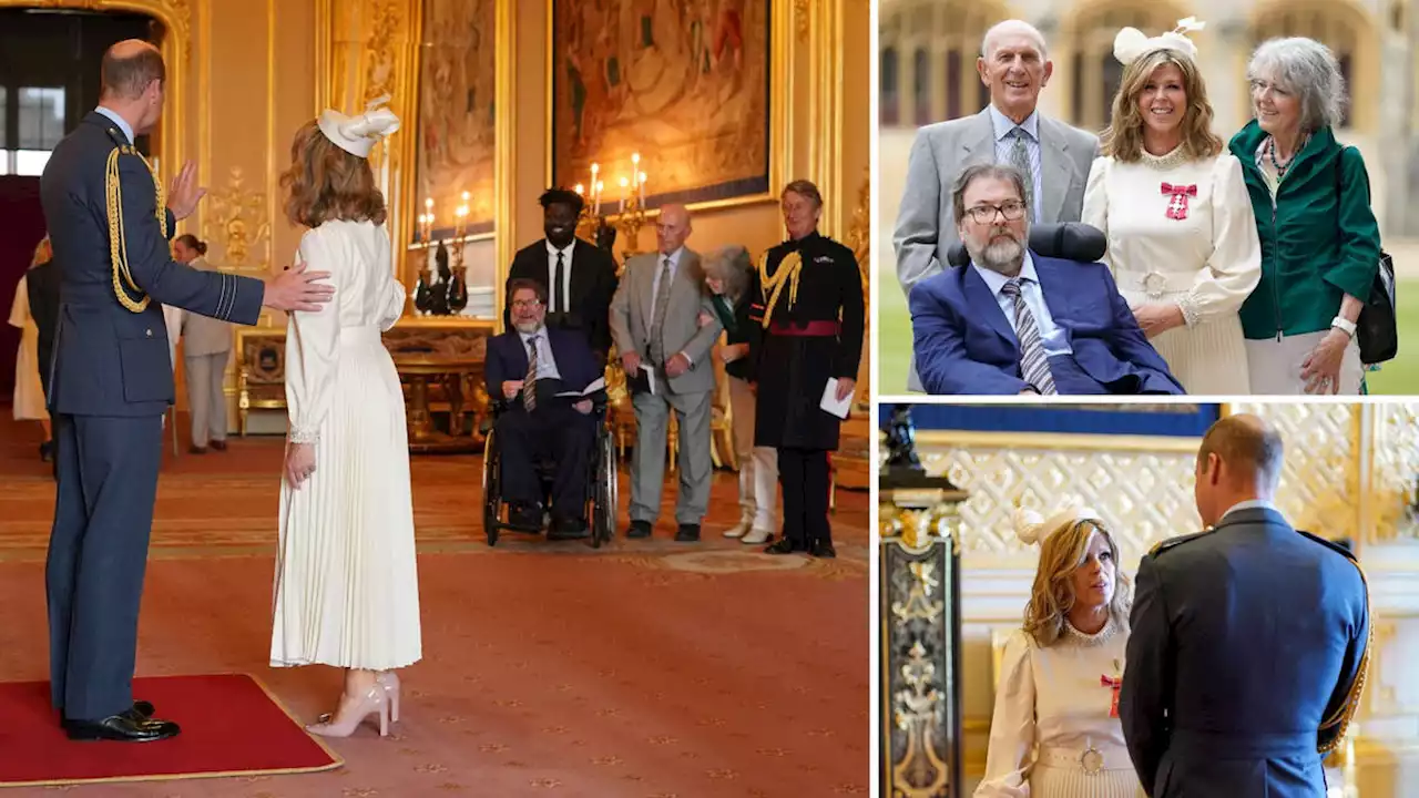 Kate Garraway receives MBE from Prince William as smiling husband Derek Draper watches on