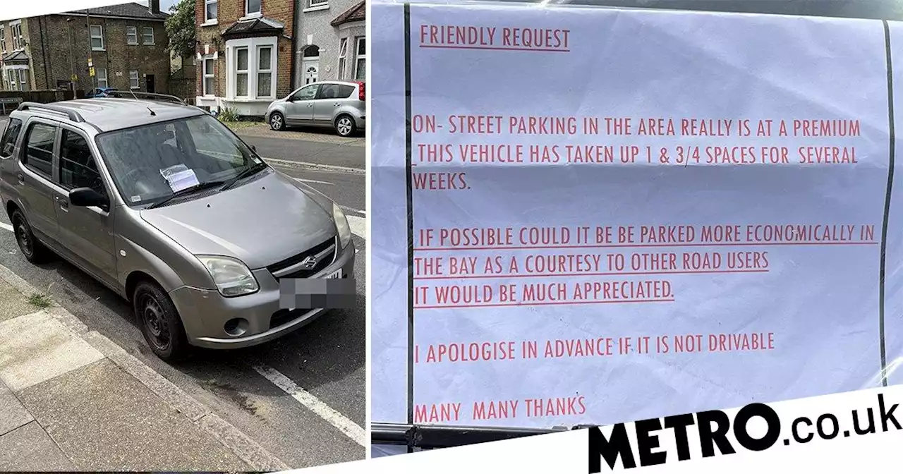 Britain's 'politest parking note' found on the windscreen of parked up car