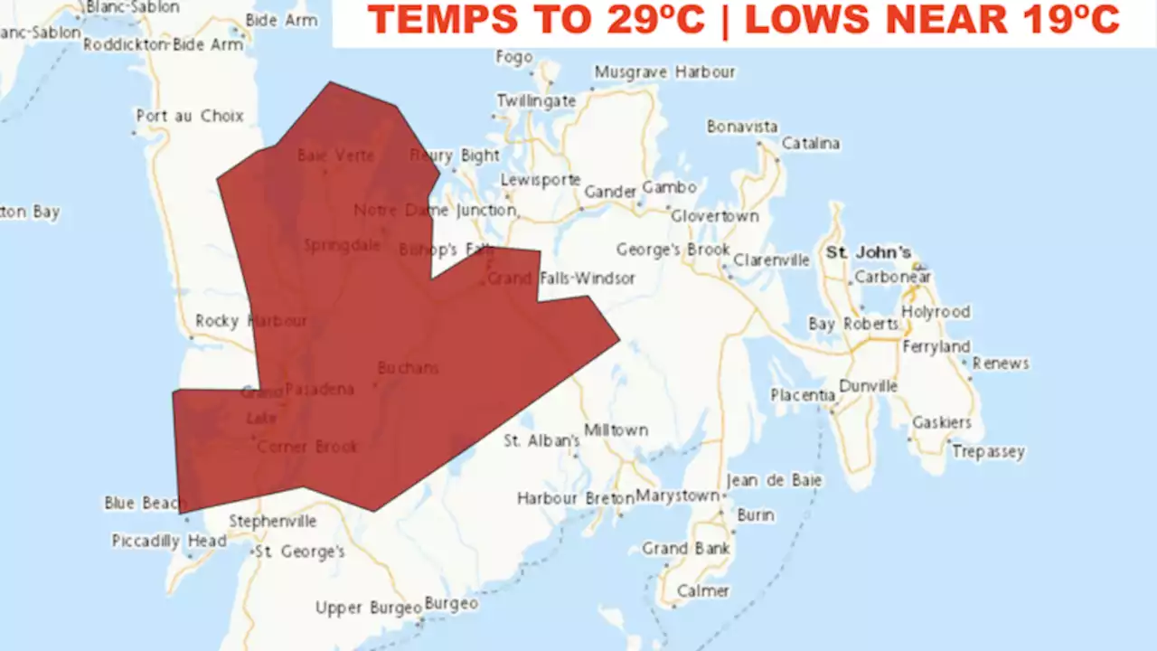 Heat Warning in effect Wednesday and Thursday for parts of Central, Western Newfoundland