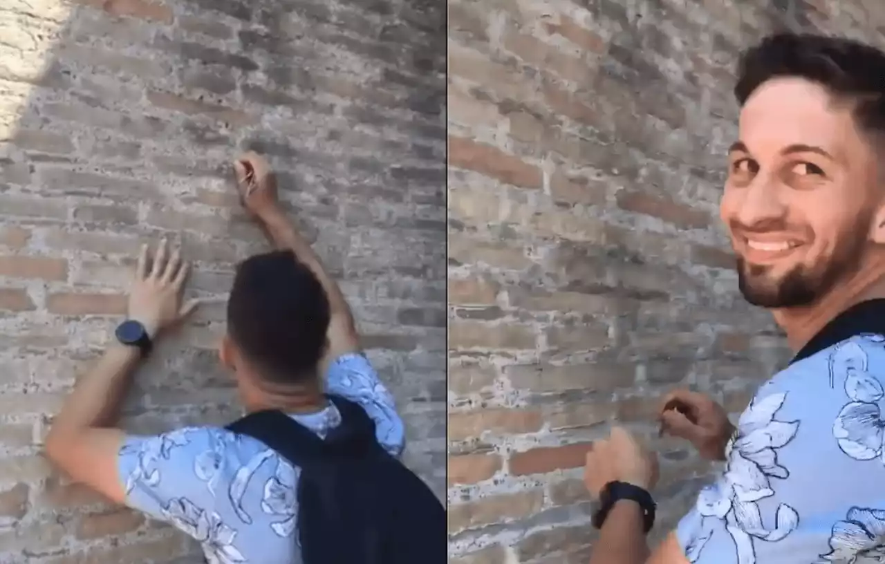 Turista é flagrado vandalizando o Coliseu de Roma e pode ser preso