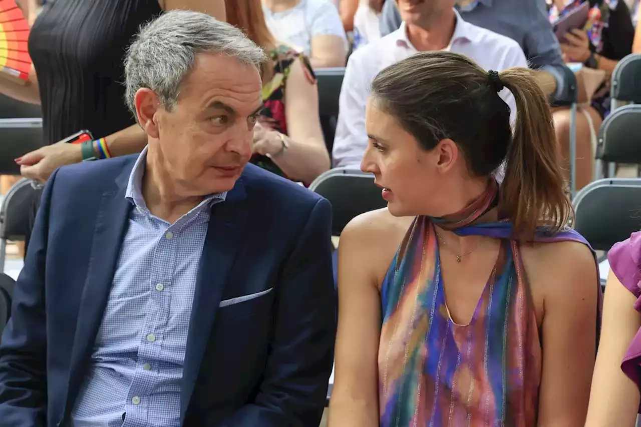 Zapatero arropa a Irene Montero en los Premios Arcoíris: 'Este Ministerio de Igualdad me gusta'