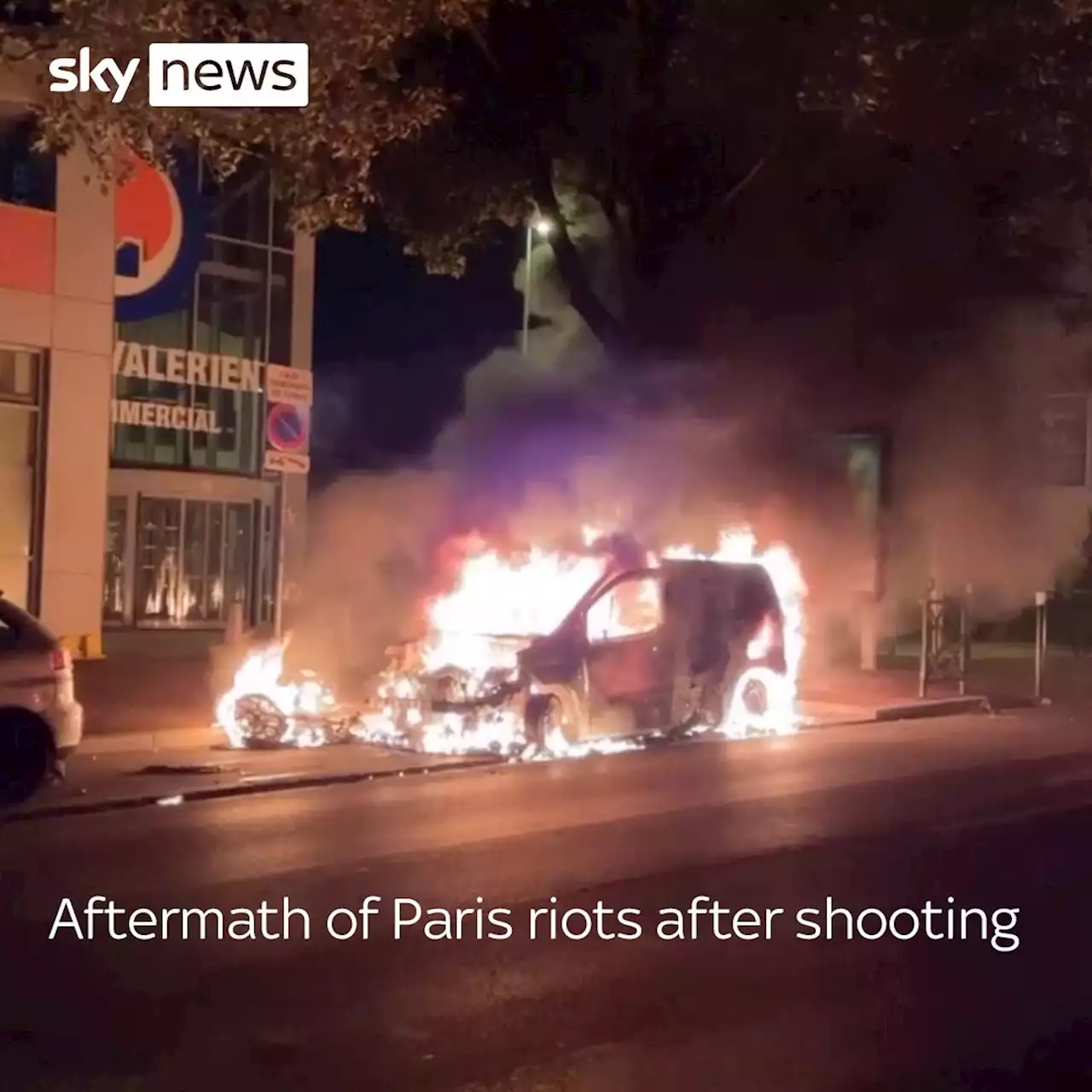 Aftermath of riots in Paris suburbs after fatal police shooting of teenager