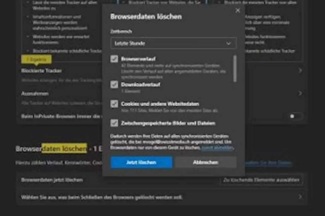 Cookies, Cache und Co. in Edge schneller löschen