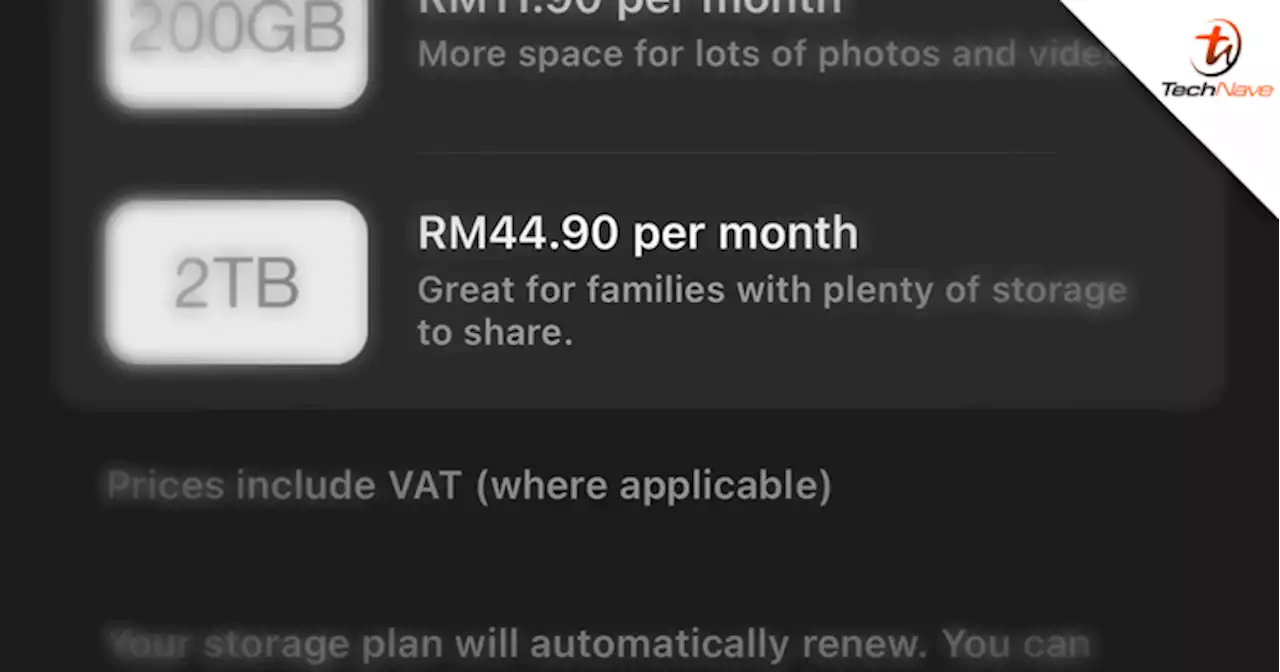 The Apple iCloud 2TB storage plan has been raised to RM44.90 per month | TechNave