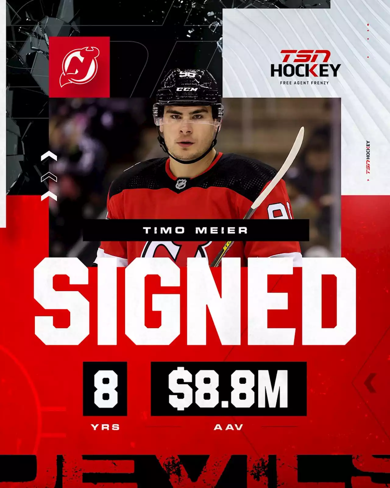 New Jersey Devils, Timo Meier reach eight-year, $70.4M extension | TSN