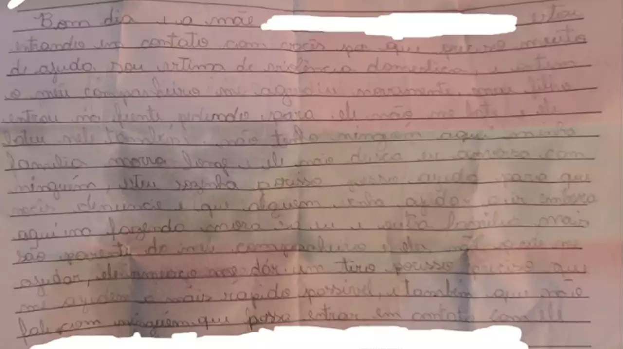 Mãe pede socorro em carta levada pelo filho para escola em MS