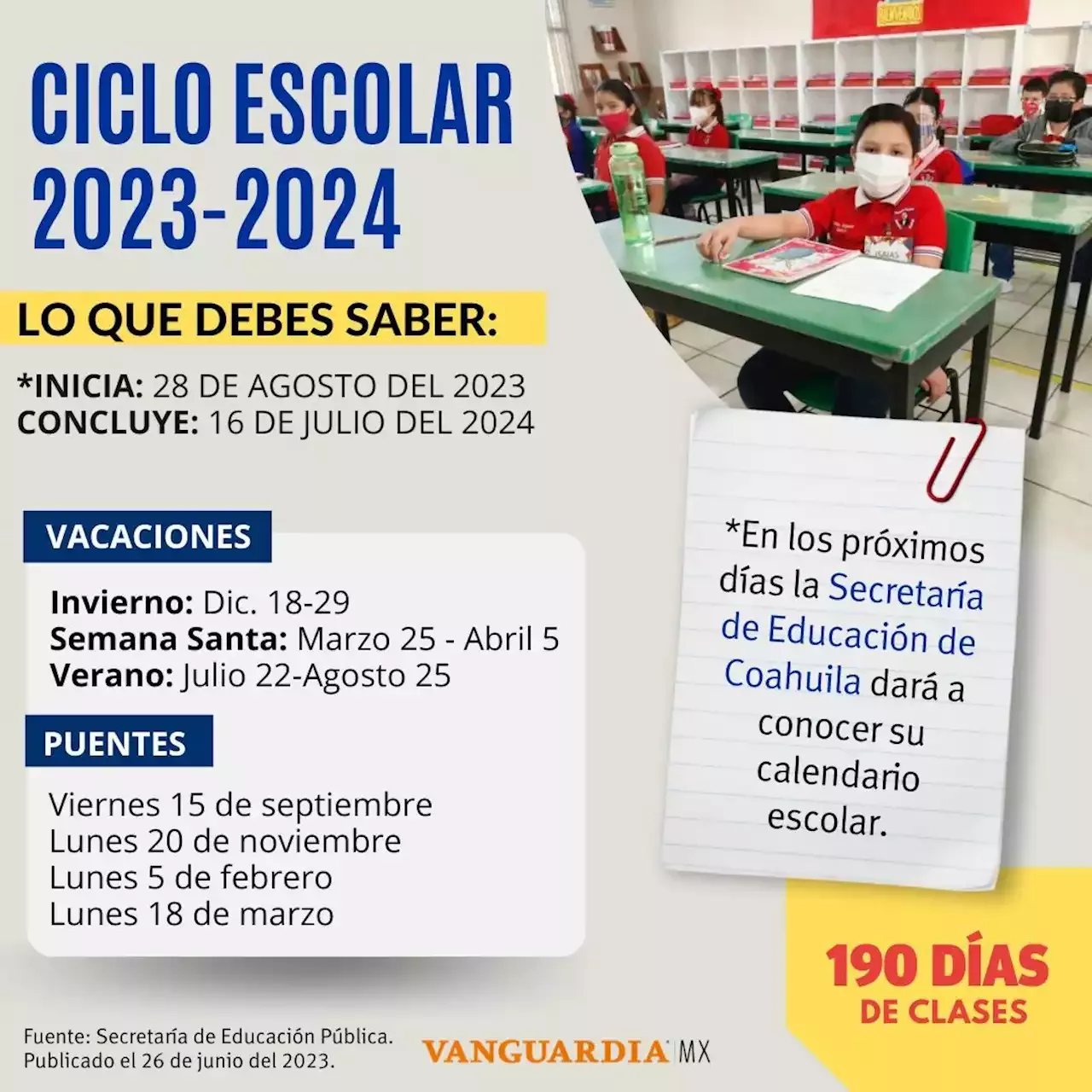 Analizan postergar el inicio del ciclo escolar 20232024 en Coahuila