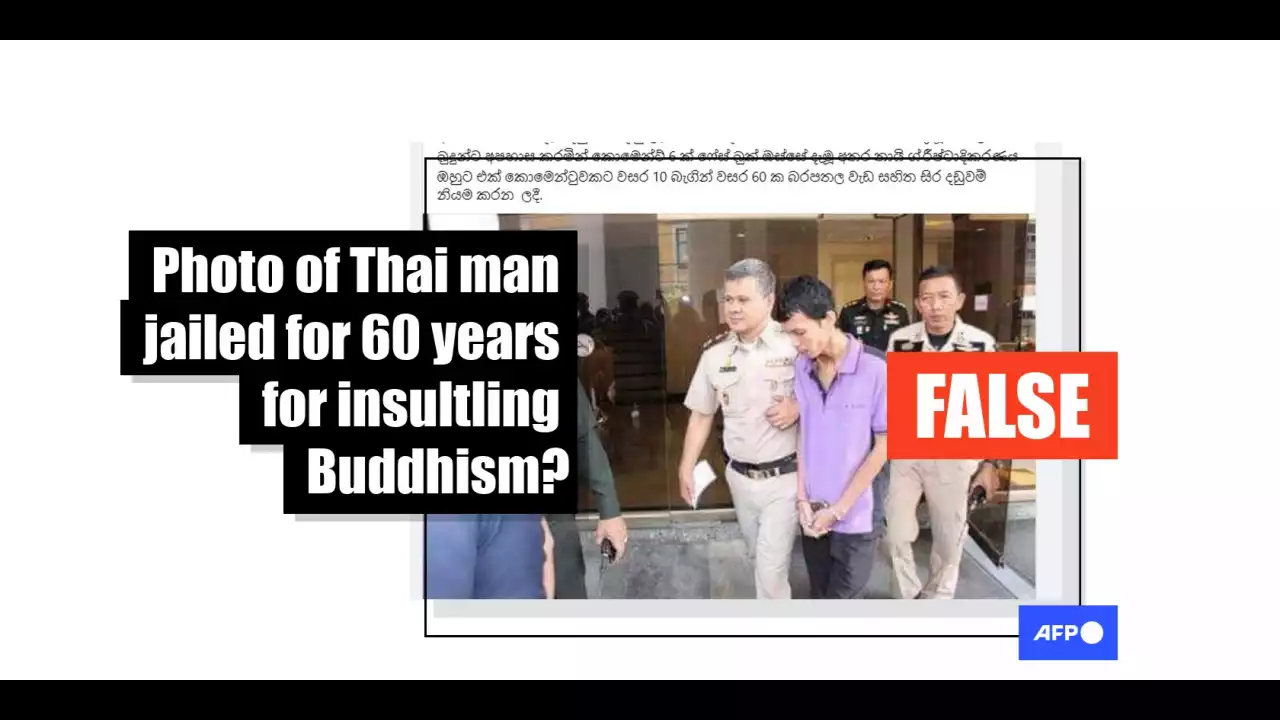 Photo shows Thai man arrested for insulting the king's dog, not Buddhism