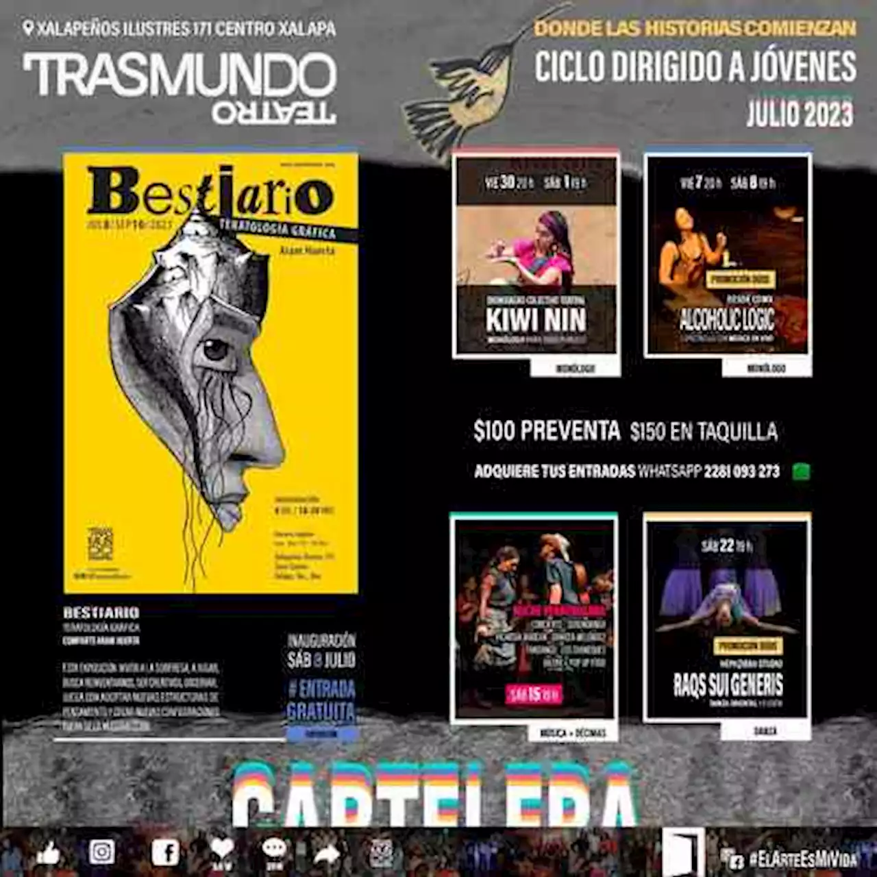 Danza, música, teatro y artes plásticas, cartelera de julio en Trasmundo Teatro