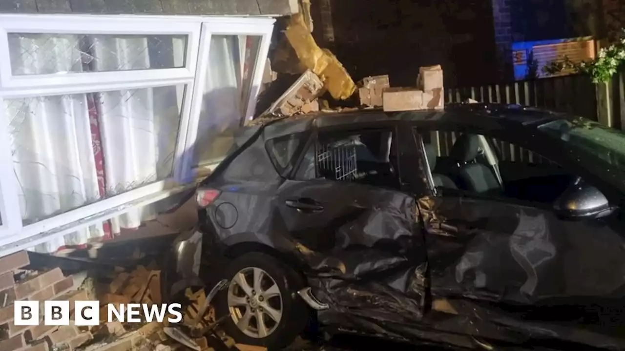 Drink-driving arrest after car crashes into Derby house