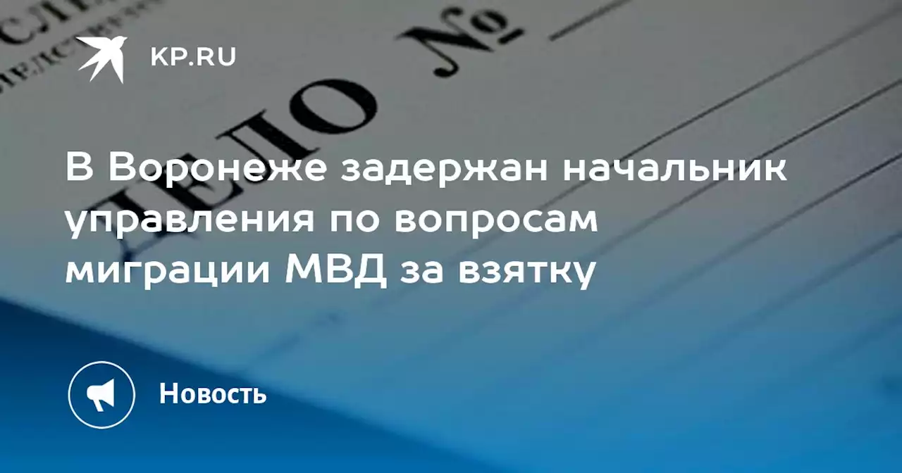 В Воронеже задержан начальник управления по вопросам миграции МВД за взятку