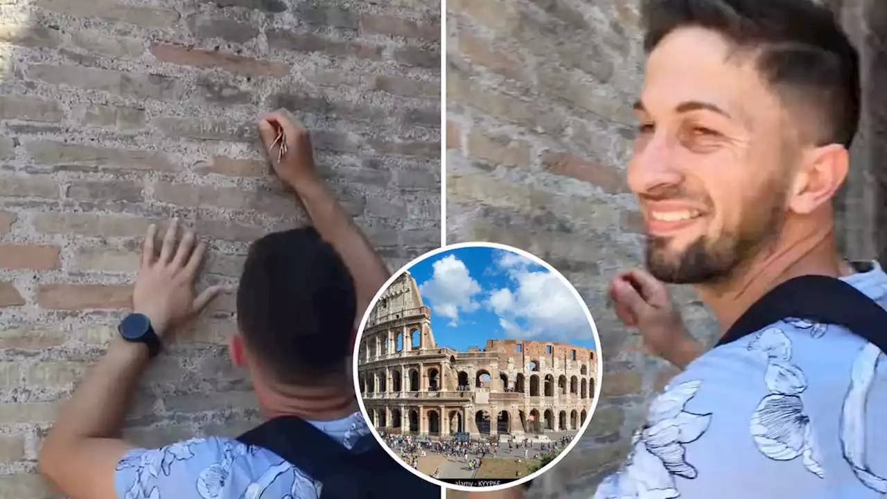 Tourist caught carving 'Ivan + Hayley' into the wall of Colosseum lives in Britain, Italian police say