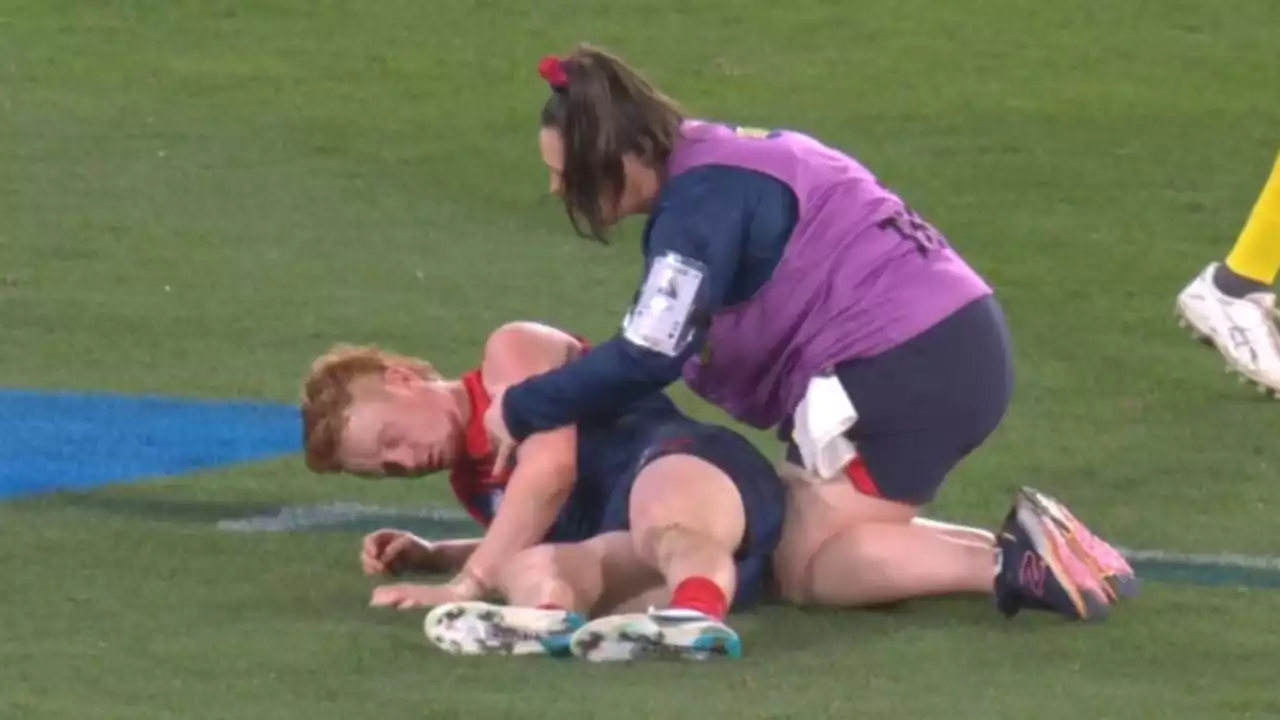 Distressing scene as Melbourne youngster goes limp after sickening hit