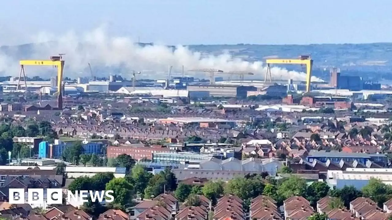 Belfast: Fire crews tackle large gorse fire near harbour