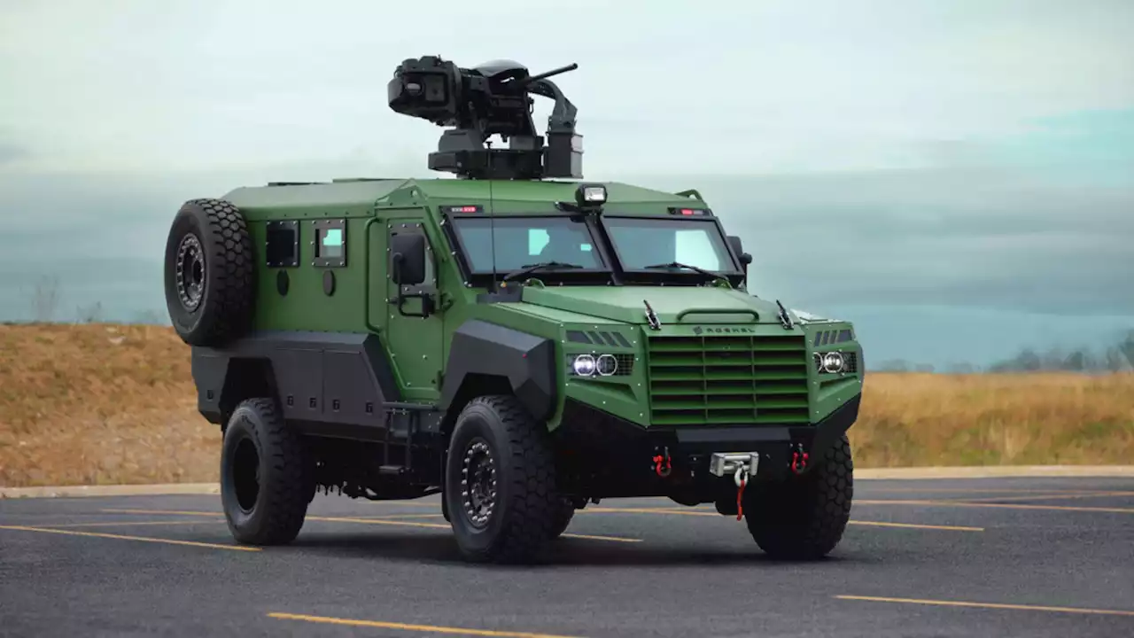 Roshel's F-550 based Senator MRAP armored truck can survive mines and IEDs