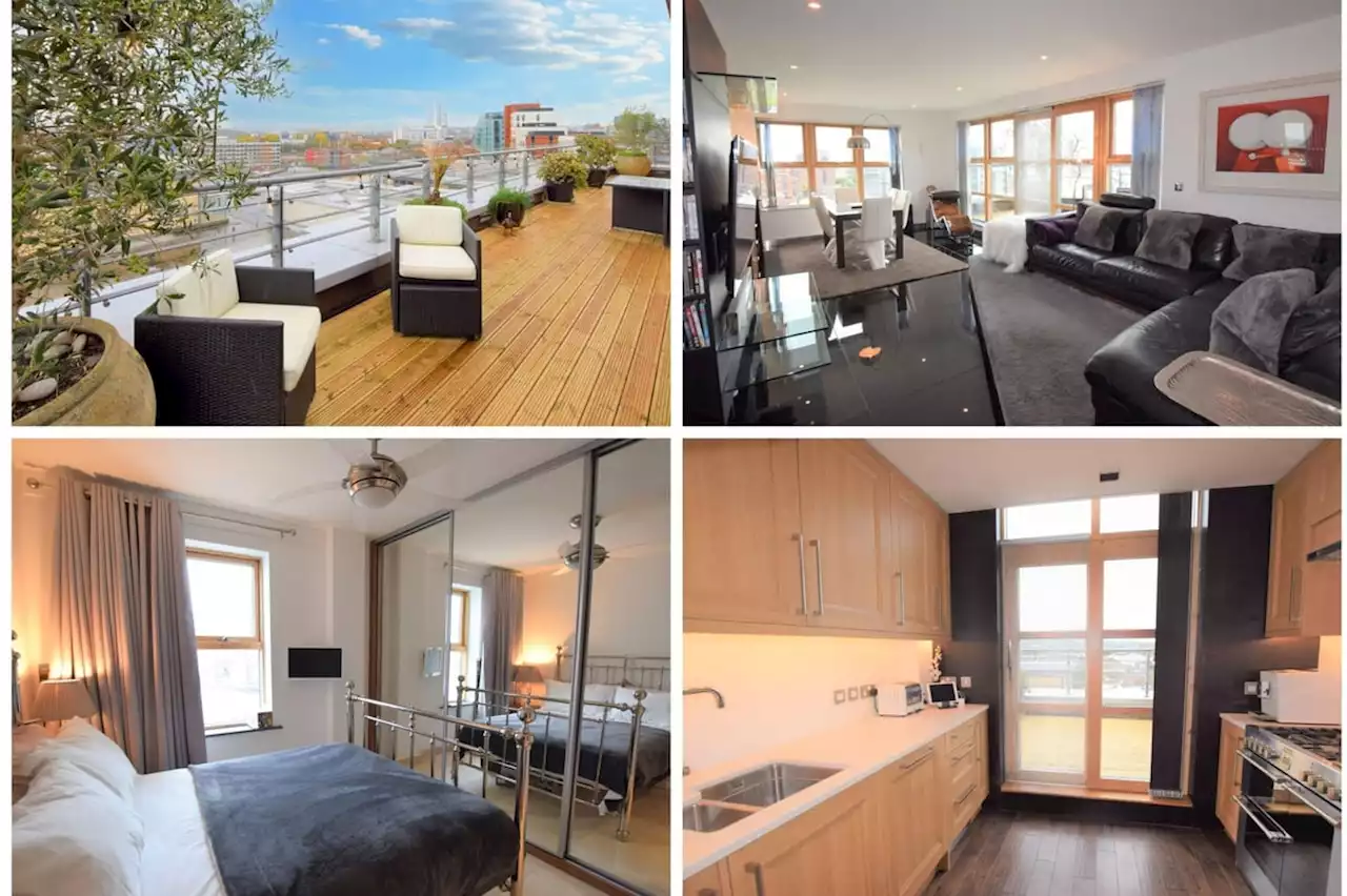 Photos inside stunning riverside penthouse in Leeds city centre with a huge terrace area