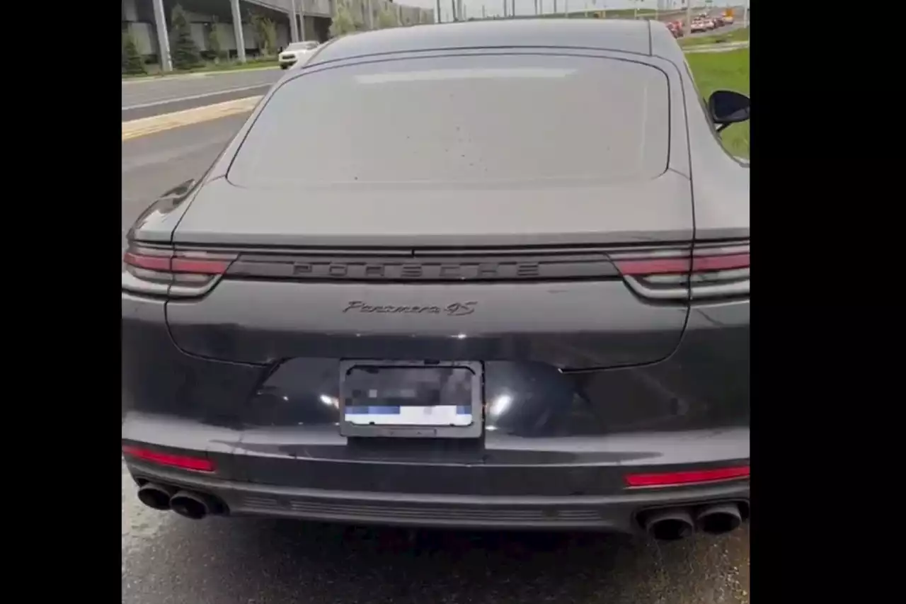 Ontario Porsche driver caught with drop-down licence plate cover