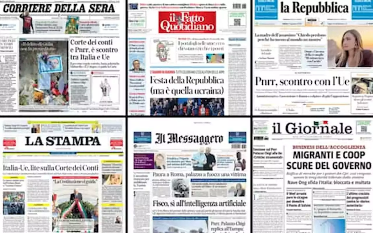 Le prime pagine dei quotidiani di oggi 3 giugno: la rassegna stampa