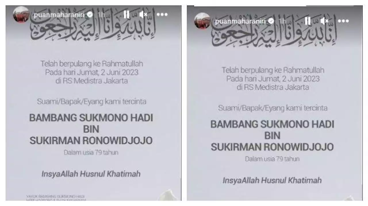 BREAKING NEWS: Ayah Mertua Puan Maharani, Bambang Sukmonohadi Meninggal Dunia - Tribunnews.com