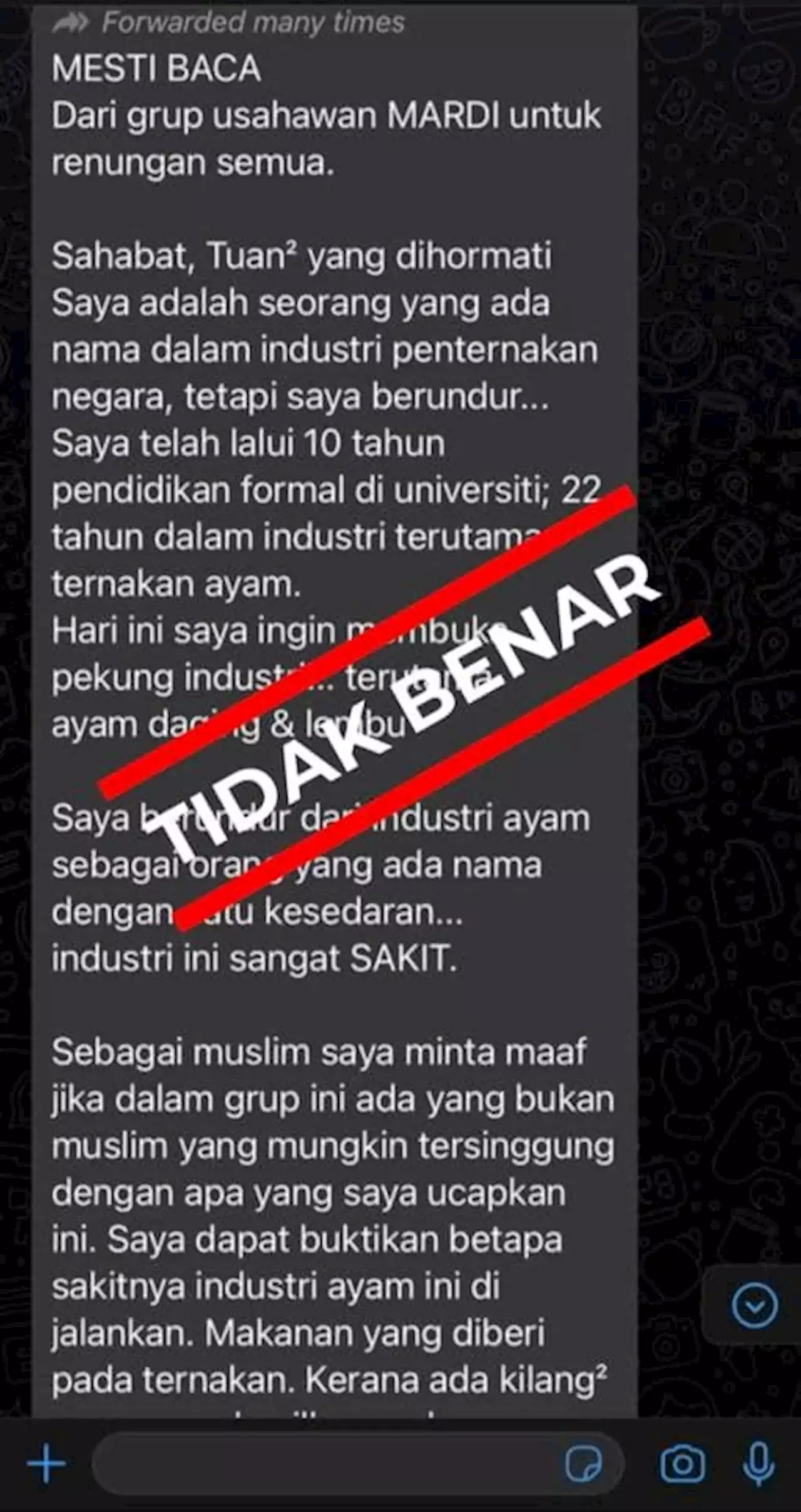 Status dedak ayam tidak halal isu lama - JPV