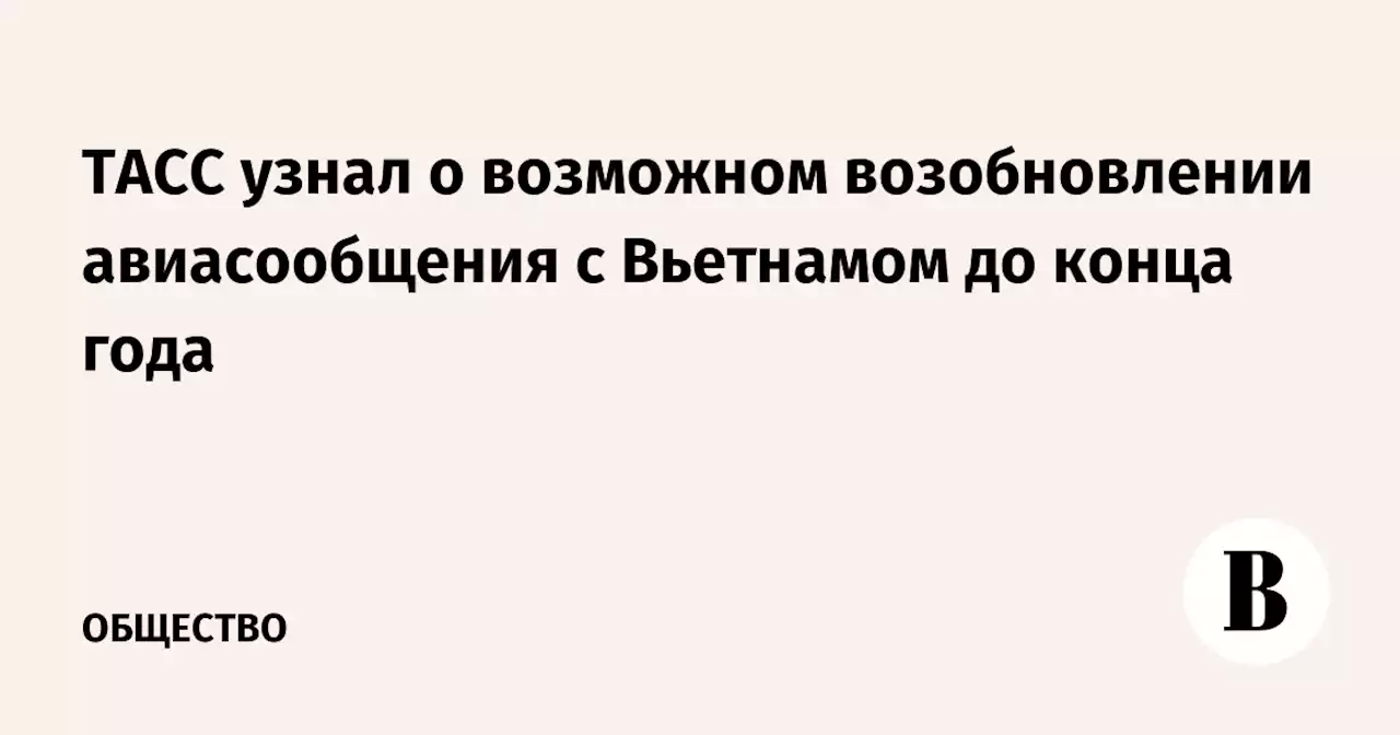 ТАСС узнал о возможном возобновлении авиасообщения с Вьетнамом до конца года