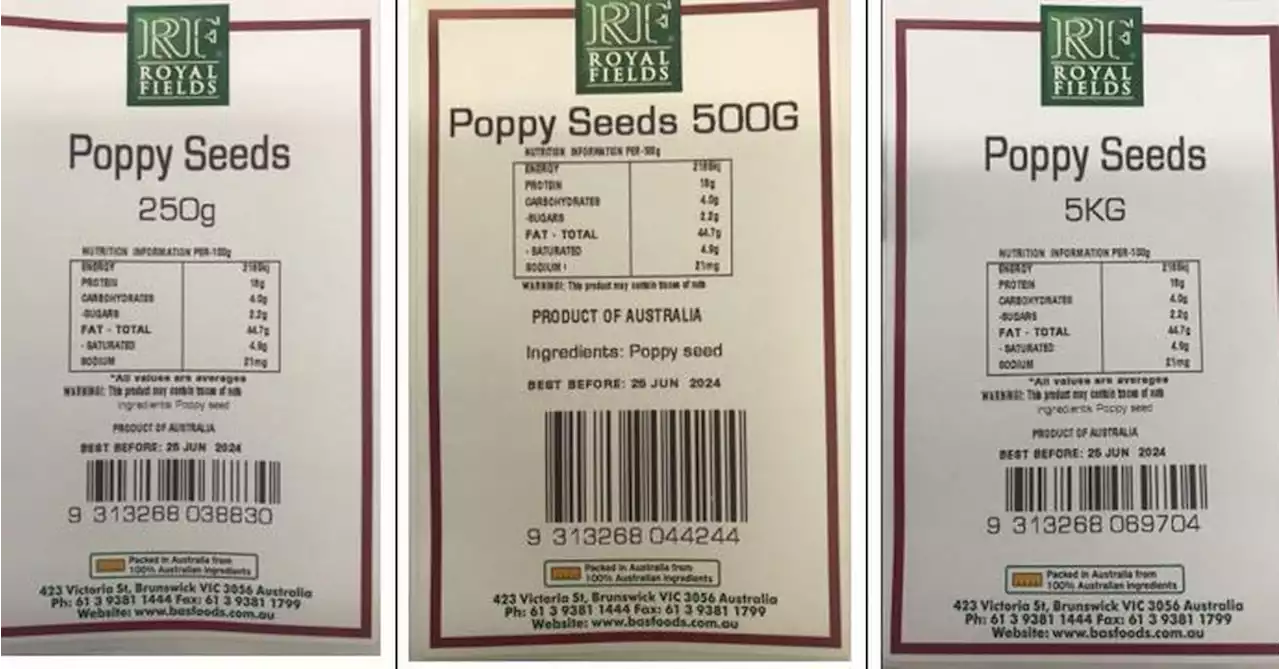 NSW and Victoria health authorities issues poppy seed alert as product recalled