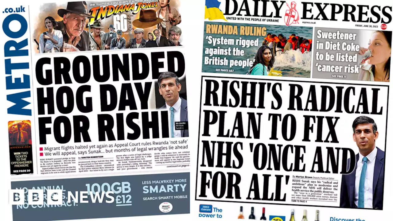 Newspaper headlines: Rwanda policy unlawful and 'radical' NHS overhaul