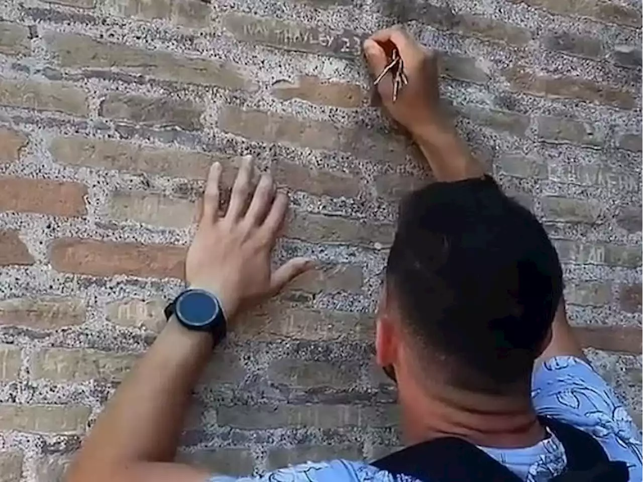 Man filmed carving his name on the Colosseum is a British tourist: Italian police