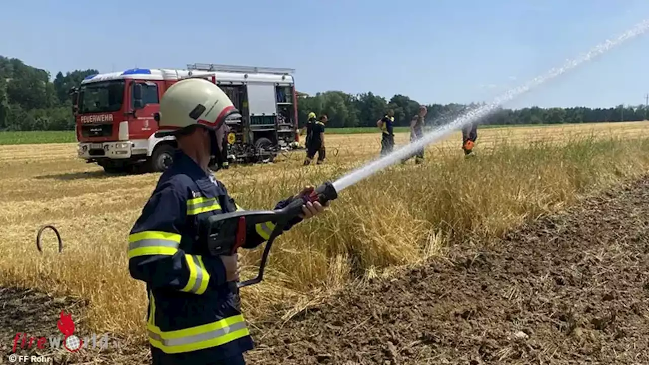 Oö: Feldbrand bei Mähdrescharbeiten in Rohr → Alarmstufe II ausgelöst