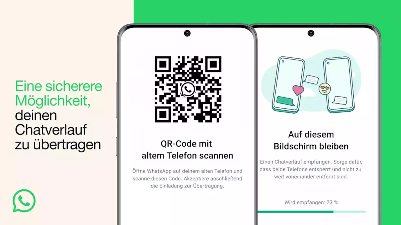 WhatsApp Chatverläufe lassen sich via QR-Code auf Geräte übertragen