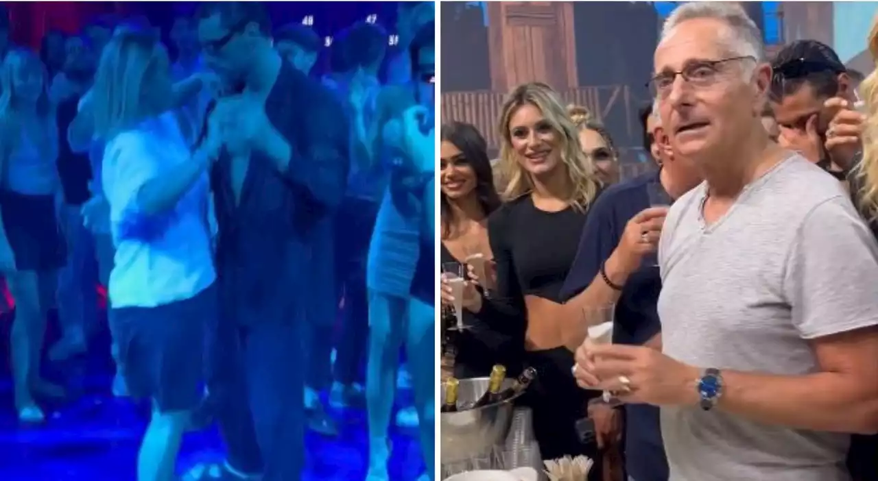 Paolo Bonolis e Sonia Bruganelli, finite le riprese di Ciao Darwin. E durante la festa lei balla già con un altro