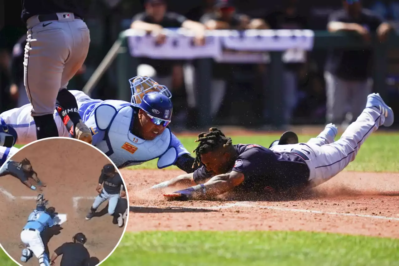 Guardians’ Jose Ramirez steals home with an insane slide to avoid tag