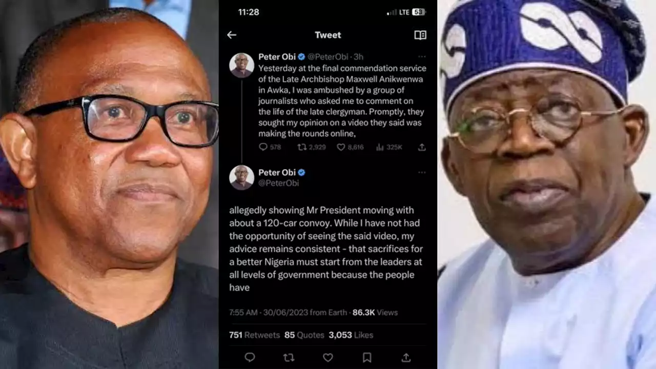 Peter Obi Deletes Tweet Where He Addressed Bola Tinubu As Nigerian President | Sahara Reporters